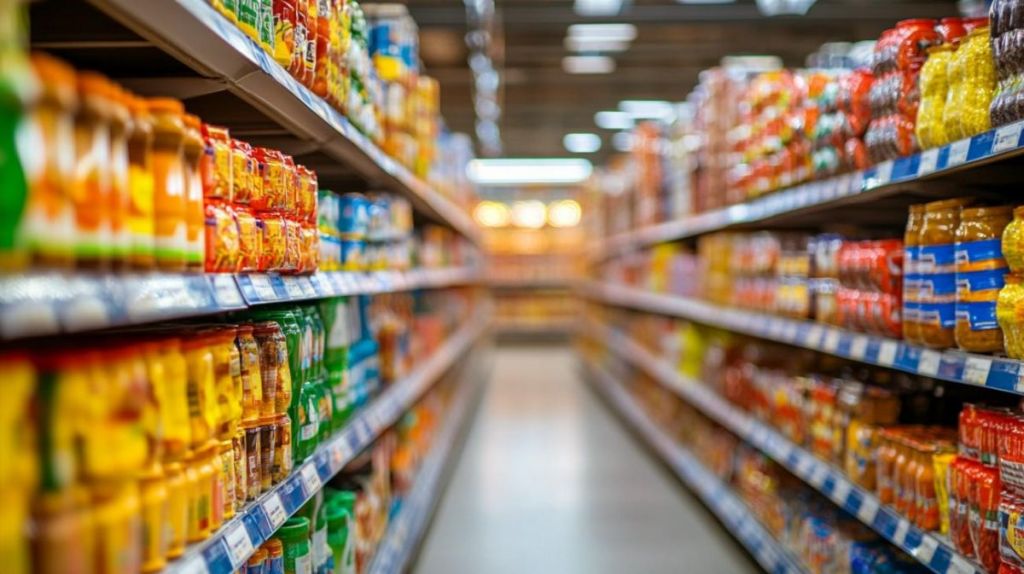 Rayonnages de supermarché - source Adobe Stock