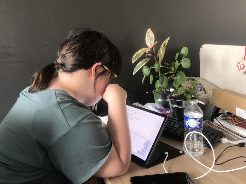Jeanne en train de travailler sur son sujet