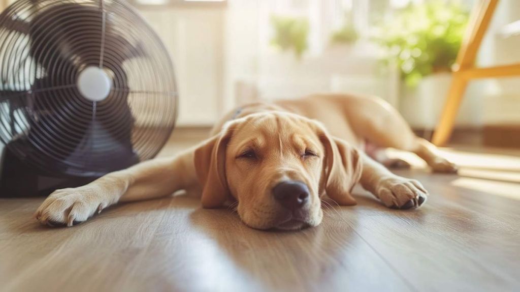 Chien qui a trop chaud - crédit photo : Shahla via Adobe Stock