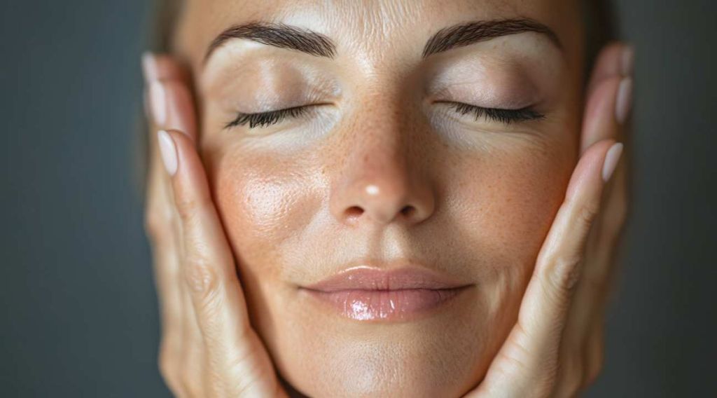 Femme qui fait sa routine beauté du visage - crédit photo : Selvam via Adobe Stock