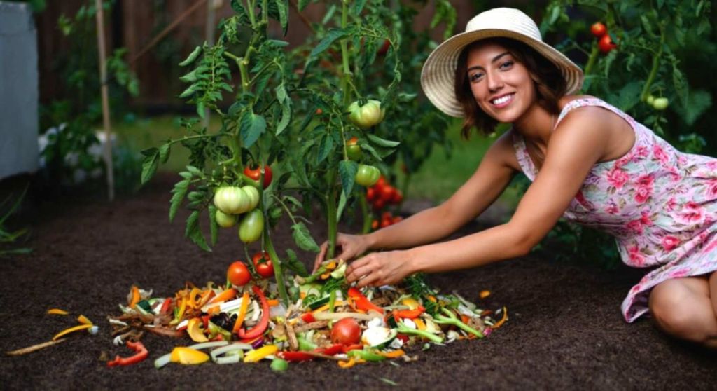 Jardinière qui utilise des épluchures