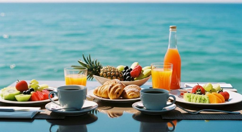 Aliments frais en bord de piscine