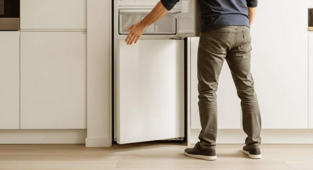 Homme qui ferme son frigo