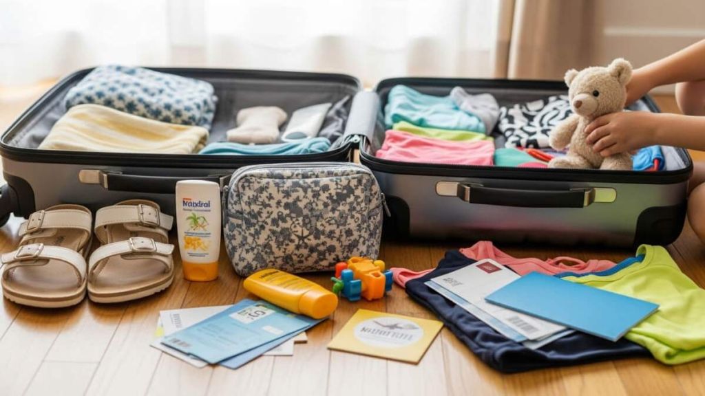 Préparatifs bagages vacances