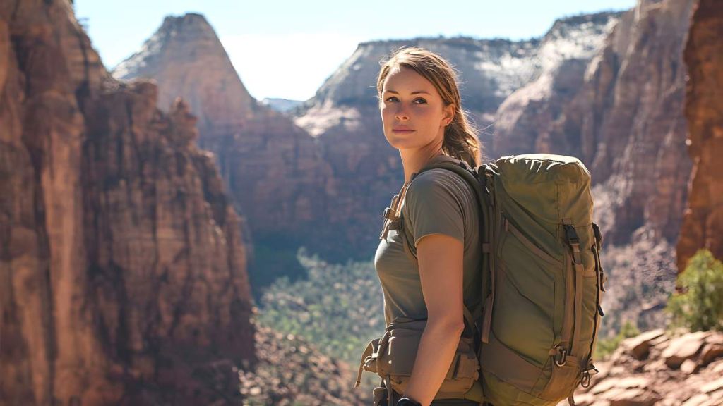 Femme avec un sac à dos dans un paysage montagneux - crédit photo : Farid via Adobe Stock