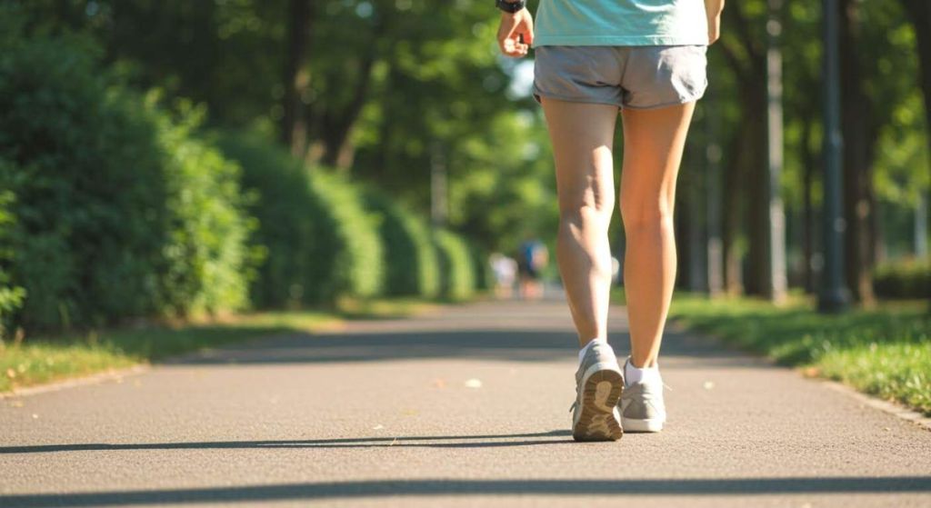 Femme qui marche sur une route