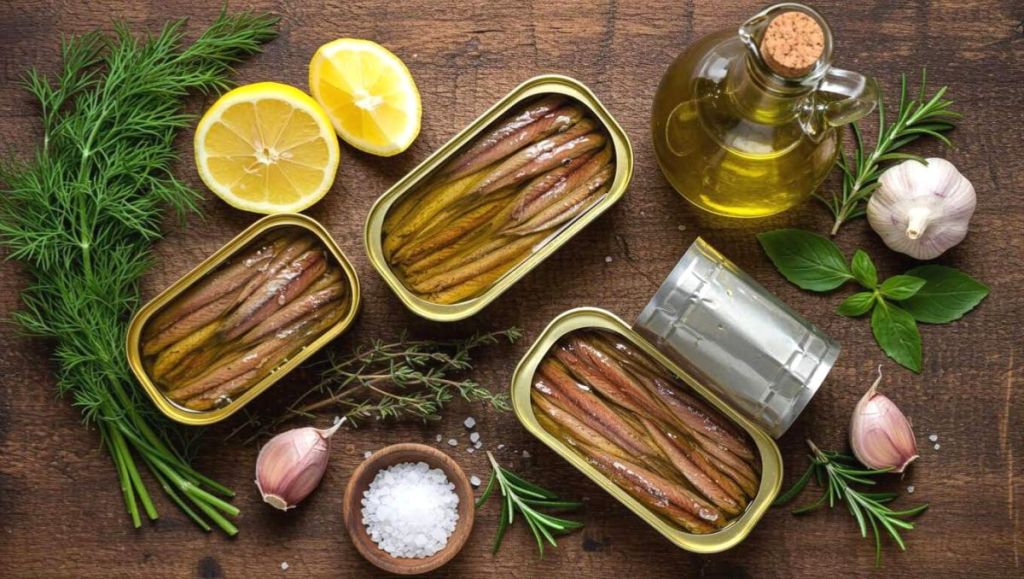 Boîtes d'anchois en conserve