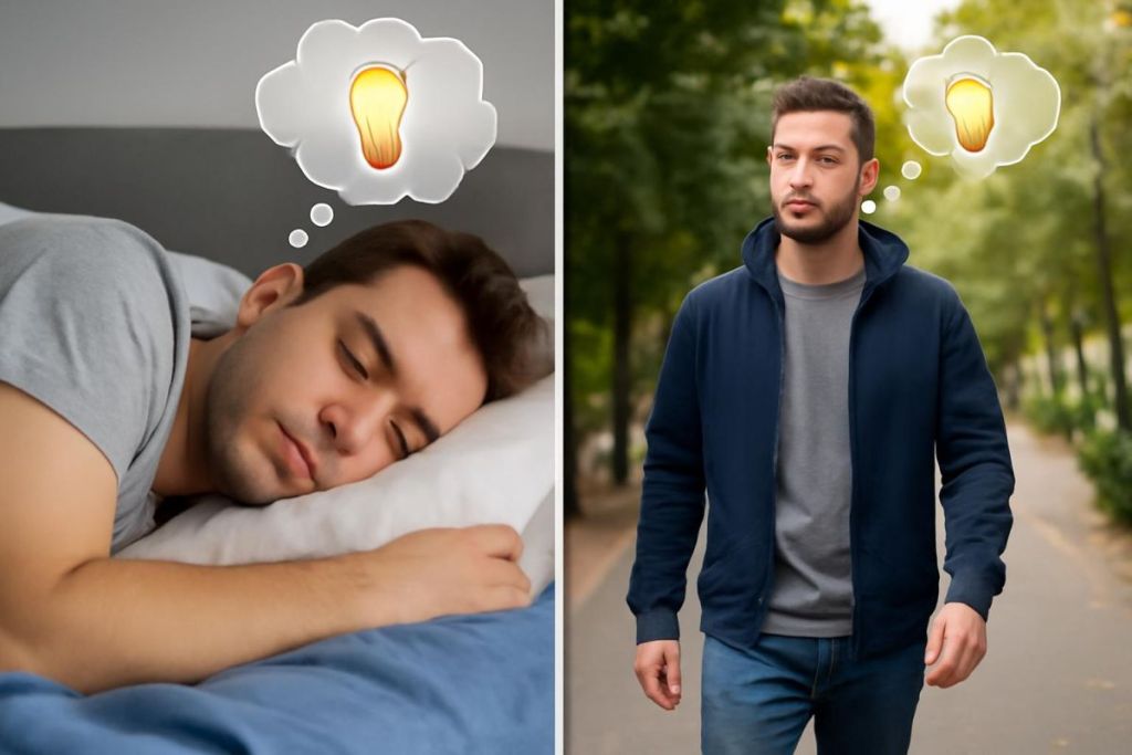Deux hommes trouvent de ssolutions l'un en dormant, l'aute en marchant