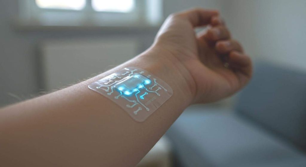 Bras avec un patch électronique futuriste