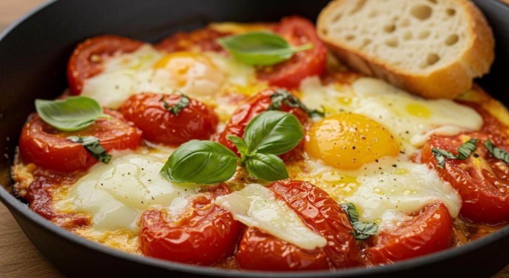 Brouillade de tomates aux oeufs et au fromage