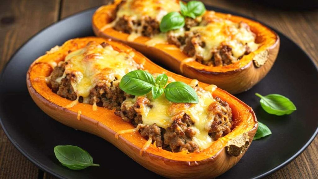 Demi courges butternut farcies et gratinées au four