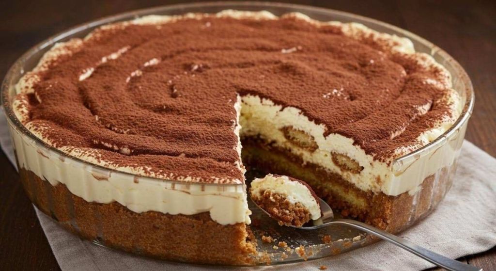 Cheesecake tiramisu dans un plat rond