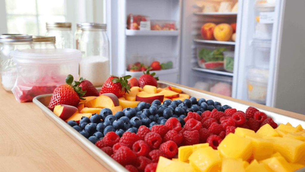 Fruits frais prêts à être congelés