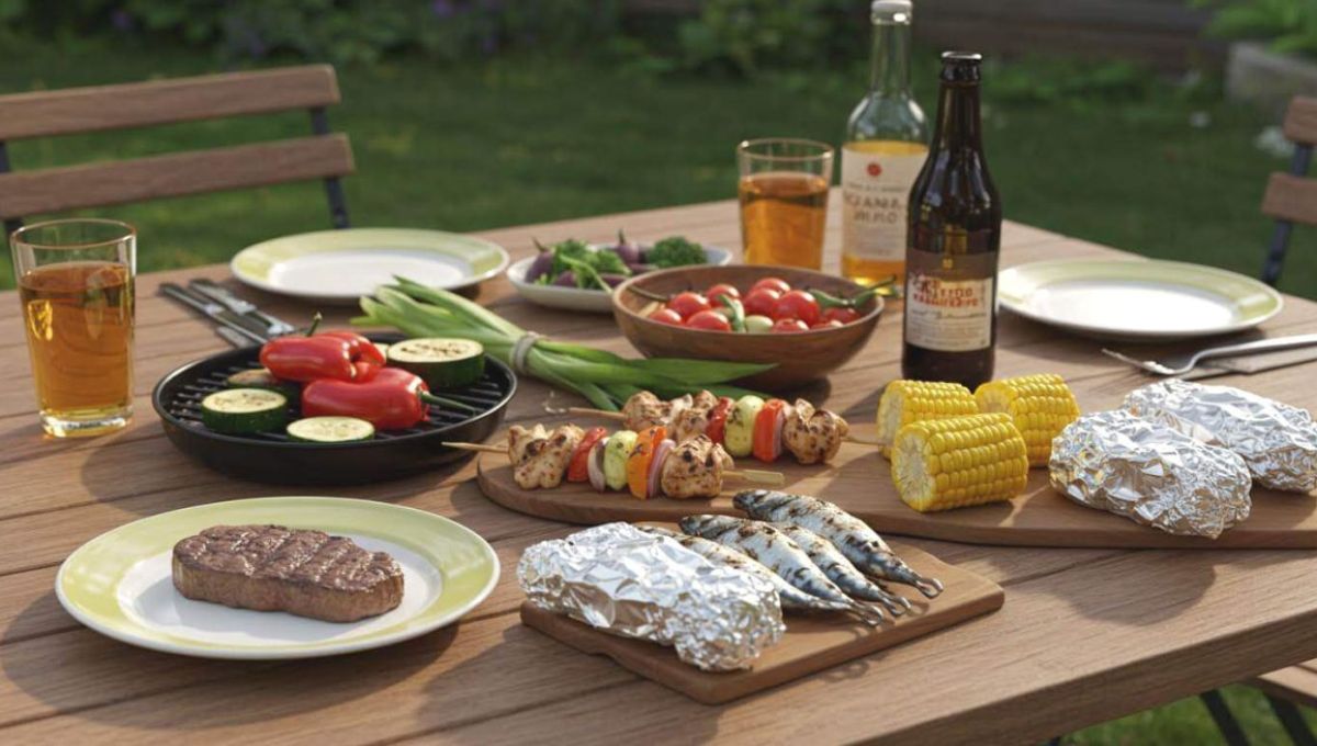 Table bien remplie pouir le barbecue