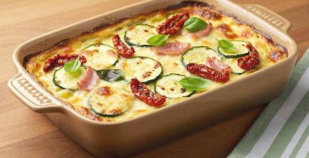 Gratin de courgettes au jambon et fromage
