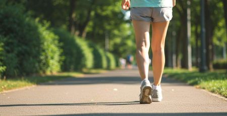 Femme qui marche sur une route