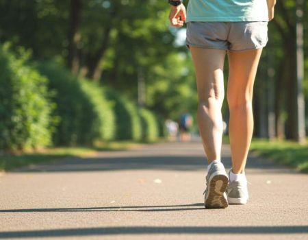 Femme qui marche sur une route