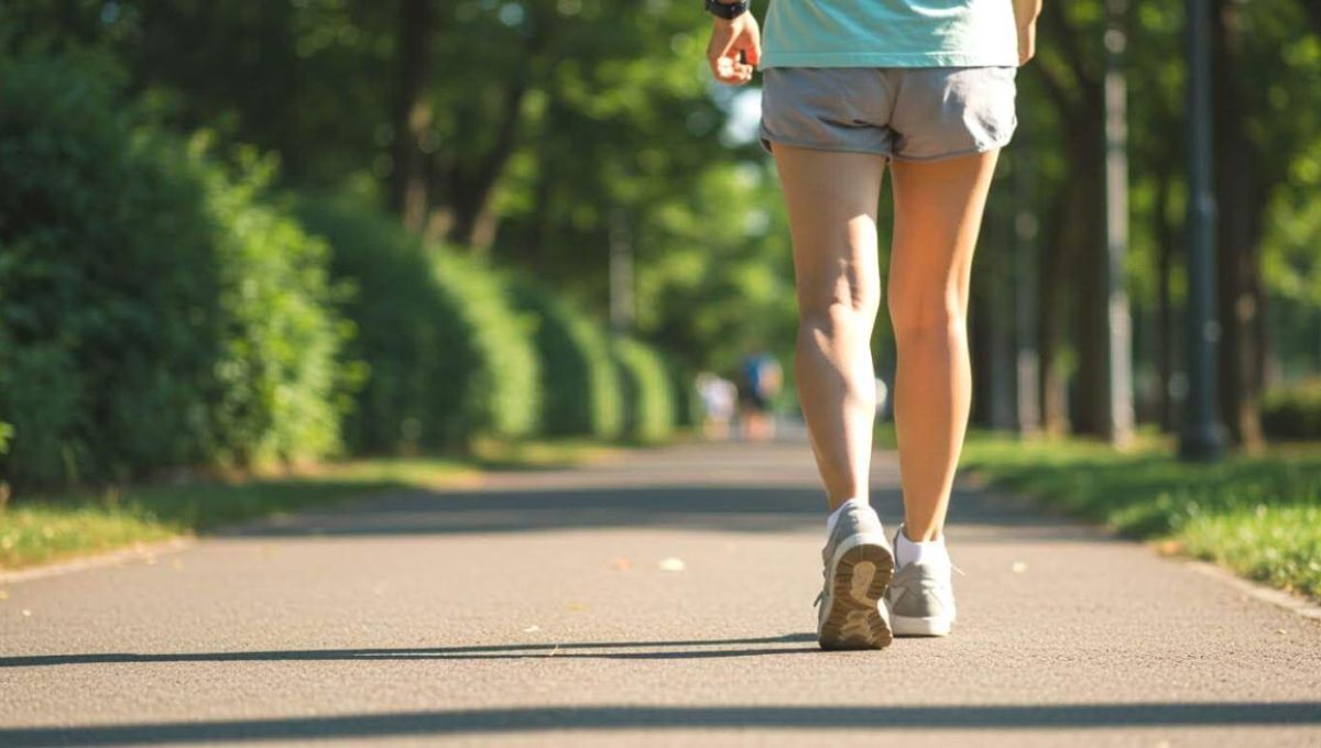 Femme qui marche sur une route