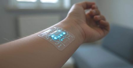 Bras avec un patch électronique futuriste