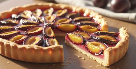 Tarte aux prunes caramélisée