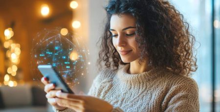 Femme qui utilise l'IA sur son téléphone