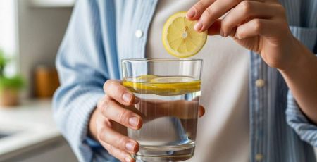 Homme mettant des tranches de citron dans un verre d'eau