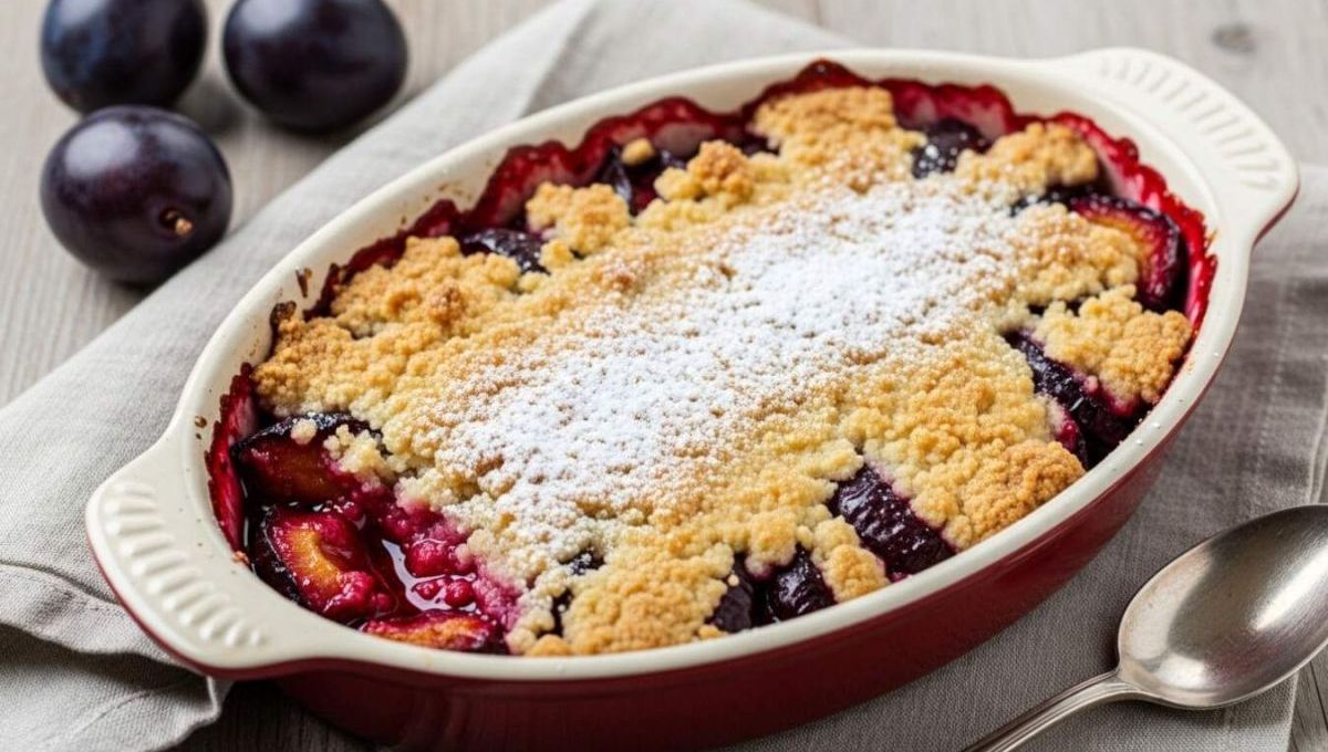 Crumble aux prunes appétissant