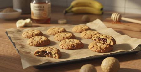 Cookies maison sortant du four sur une plaque