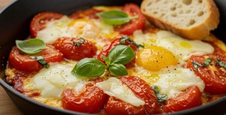 Brouillade de tomates aux oeufs et au fromage