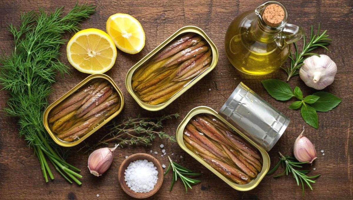 Boîtes d'anchois en conserve