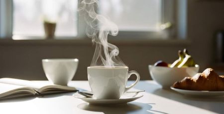Tasse de café fumante sur un bureau