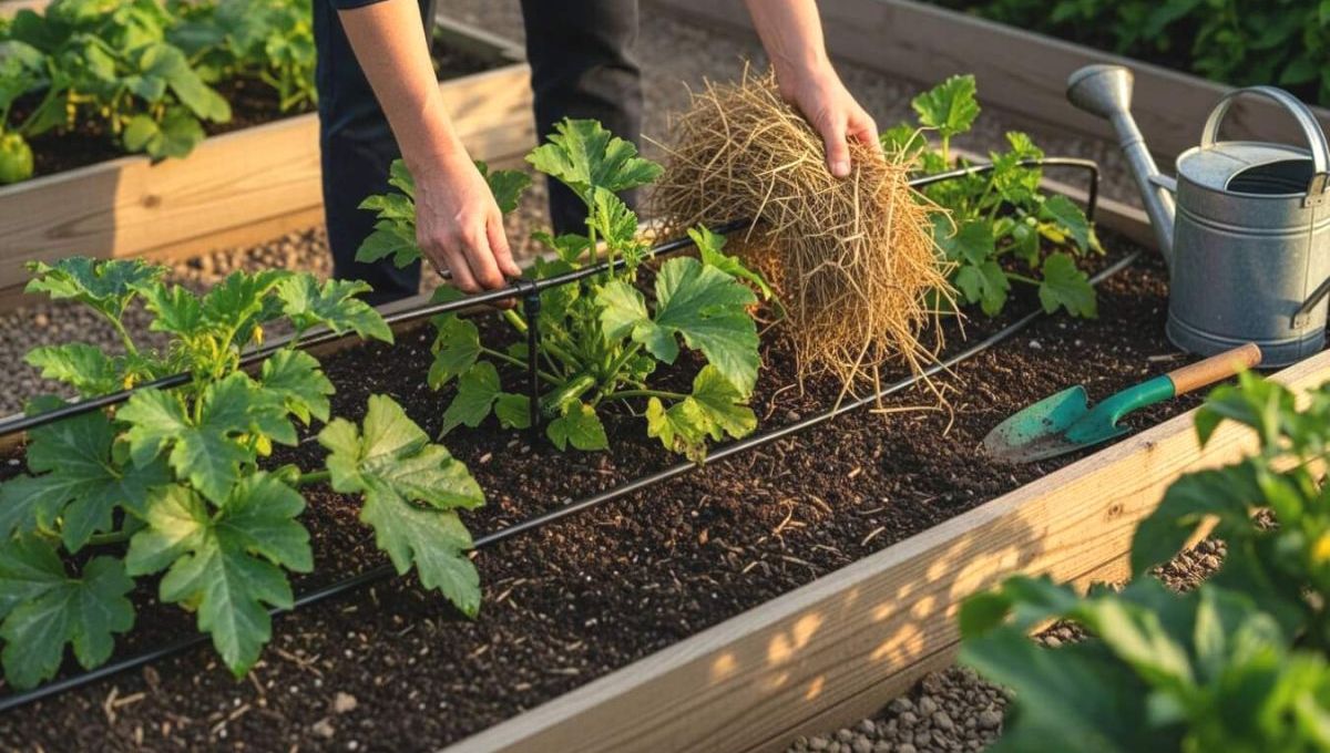 Mains de jardinier qui prépare son potager pour l'été