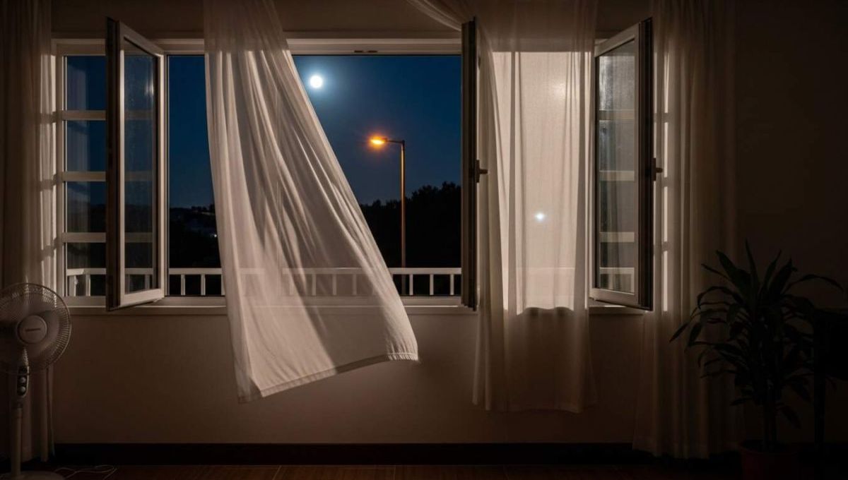 Fenêtrrs d'appartement ouvertes sur la nuit