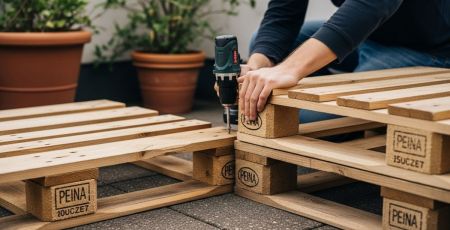 Salon de jardin fait avec des palettes