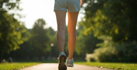 Zoom sur les jambes d'une femme qui marche