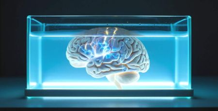illustration d'un cerveau dans un bocal d'eau