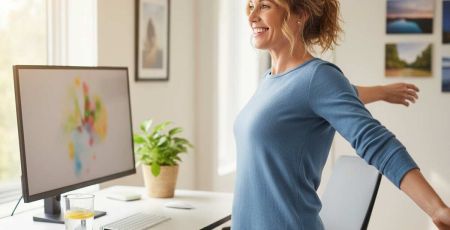 Femme souriante qui fait quelques mouvements