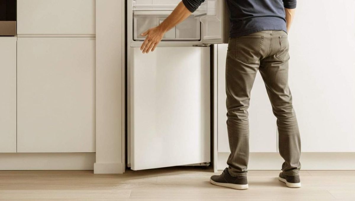 Homme qui ferme son frigo