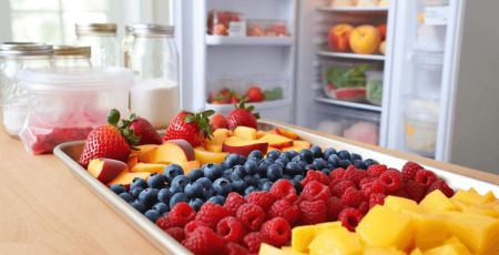 Fruits frais prêts à être congelés